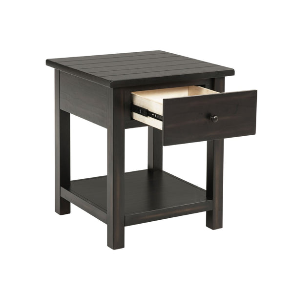English Elm Wood Pine End Table with Open Shelf Rustic Farmhouse Living Room Accent Piece B016P472926