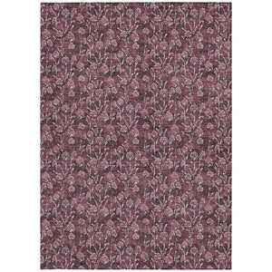 Homeroots 3' Brown Floral Washable Area Rug - Stylish Indoor Outdoor Carpet For High Traffic Spaces & More 3' X 5' Polyester 581900