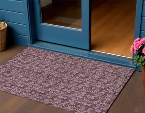 Homeroots 3' Brown Floral Washable Area Rug - Stylish Indoor Outdoor Carpet For High Traffic Spaces & More 3' X 5' Polyester 581900
