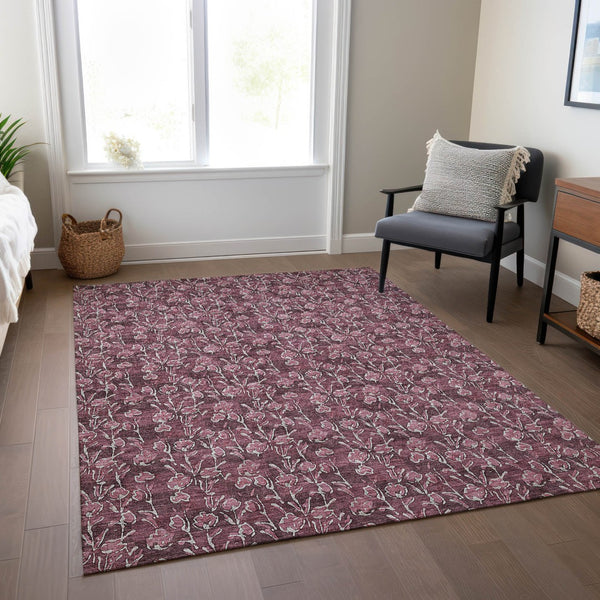 Homeroots 3' Brown Floral Washable Area Rug - Stylish Indoor Outdoor Carpet For High Traffic Spaces & More 5' X 8' Polyester 581901