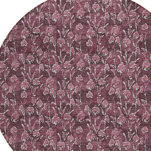 Homeroots 3' Brown Floral Washable Area Rug - Stylish Indoor Outdoor Carpet For High Traffic Spaces & More 8' Round Polyester 581902