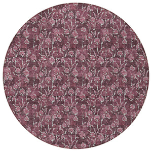 Homeroots 3' Brown Floral Washable Area Rug - Stylish Indoor Outdoor Carpet For High Traffic Spaces & More 8' Round Polyester 581902