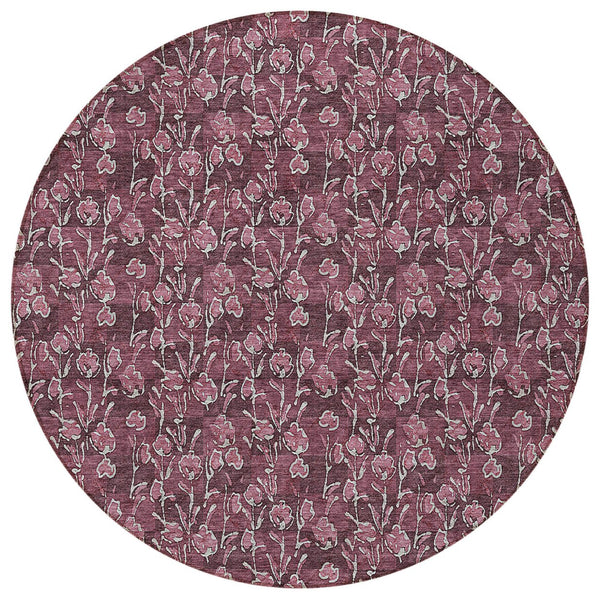 Homeroots 3' Brown Floral Washable Area Rug - Stylish Indoor Outdoor Carpet For High Traffic Spaces & More 8' Round Polyester 581902