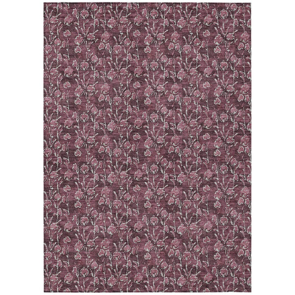 HomeRoots 5' Elegant Merlot Mauve & Ivory Floral Area Rug – Durable, Stylish for Indoor & Outdoor Spaces 8' X 10' 581903