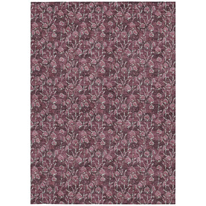 Homeroots 3' Brown Floral Washable Area Rug - Stylish Indoor Outdoor Carpet For High Traffic Spaces & More 9' X 12' Polyester 581904