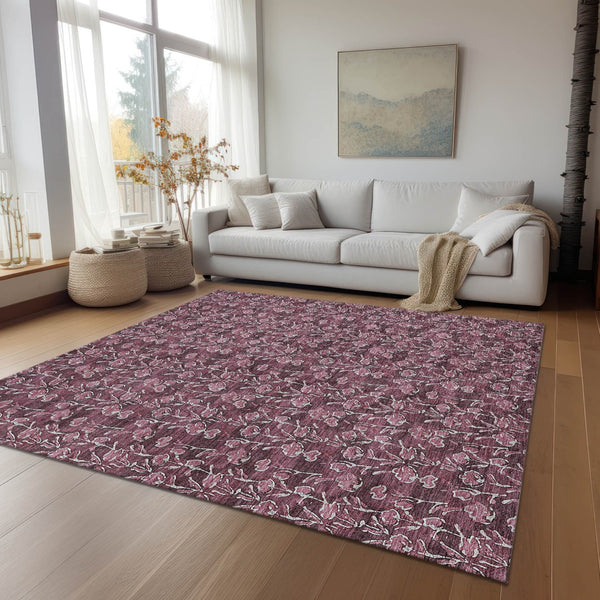 Homeroots 3' Brown Floral Washable Area Rug - Stylish Indoor Outdoor Carpet For High Traffic Spaces & More 10' X 14' Polyester 581905
