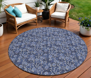 Homeroots 3' Brown Floral Washable Area Rug - Stylish Indoor Outdoor Carpet For High Traffic Spaces & More 8' Round Polyester 581908