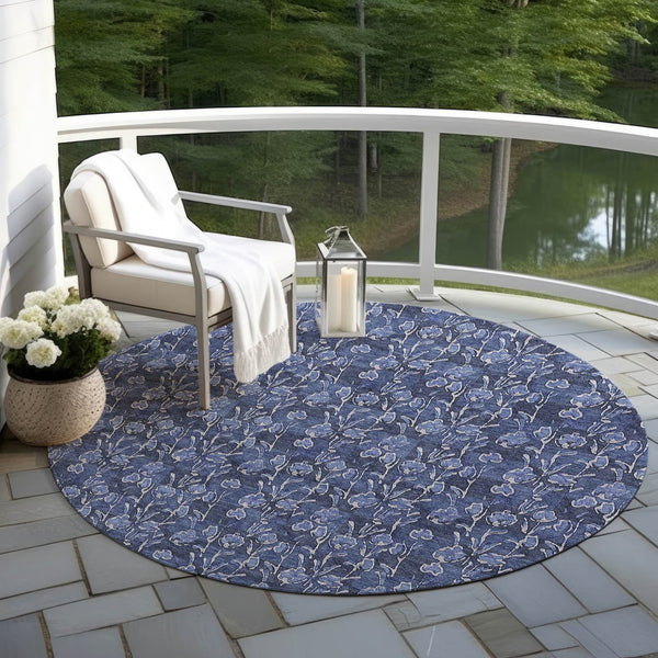 Homeroots 3' Brown Floral Washable Area Rug - Stylish Indoor Outdoor Carpet For High Traffic Spaces & More 8' Round Polyester 581908