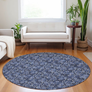 Homeroots 3' Brown Floral Washable Area Rug - Stylish Indoor Outdoor Carpet For High Traffic Spaces & More 8' Round Polyester 581908