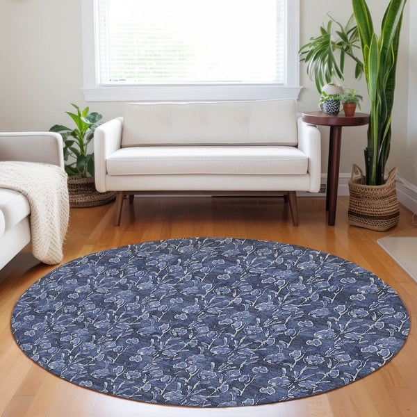 Homeroots 3' Brown Floral Washable Area Rug - Stylish Indoor Outdoor Carpet For High Traffic Spaces & More 8' Round Polyester 581908