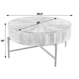 Butler Specialty Akemi Round Wood And Iron Coffee Table - Modern Design For Stylish Living Room Elevation Light Brown Iron,Mango Solids 5819140-butler