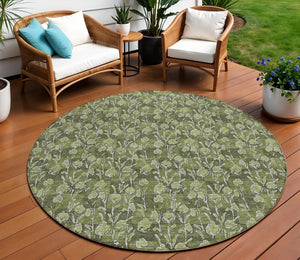 Homeroots 3' Brown Floral Washable Area Rug - Stylish Indoor Outdoor Carpet For High Traffic Spaces & More 8' Round Polyester 581914