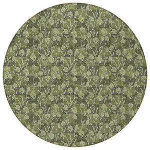 Homeroots 3' Brown Floral Washable Area Rug - Stylish Indoor Outdoor Carpet For High Traffic Spaces & More 8' Round Polyester 581914