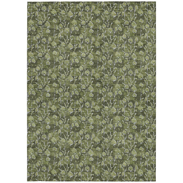 Homeroots 3' Brown Floral Washable Area Rug - Stylish Indoor Outdoor Carpet For High Traffic Spaces & More 8' X 10' Polyester 581915