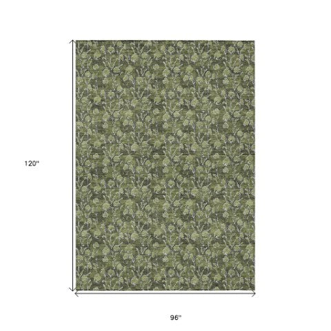 Homeroots 3' Brown Floral Washable Area Rug - Stylish Indoor Outdoor Carpet For High Traffic Spaces & More 8' X 10' Polyester 581915