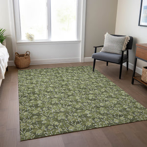 Homeroots 3' Brown Floral Washable Area Rug - Stylish Indoor Outdoor Carpet For High Traffic Spaces & More 8' X 10' Polyester 581915