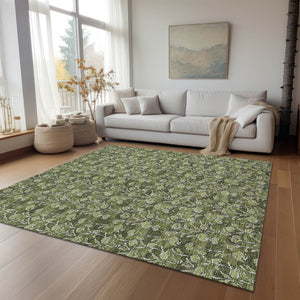 Homeroots 3' Brown Floral Washable Area Rug - Stylish Indoor Outdoor Carpet For High Traffic Spaces & More 9' X 12' Polyester 581916