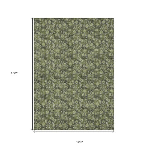 Homeroots 3' Brown Floral Washable Area Rug - Stylish Indoor Outdoor Carpet For High Traffic Spaces & More 10' X 14' Polyester 581917