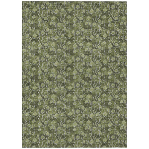 HomeRoots 5' Indoor Outdoor Area Rug in Olive Green and Ivory Floral - Durable, Washable, Easy-Care Design 10' X 14' 581917
