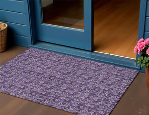 Homeroots 3' Brown Floral Washable Area Rug - Stylish Indoor Outdoor Carpet For High Traffic Spaces & More 3' X 5' Polyester 581918