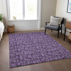 Homeroots 3' Brown Floral Washable Area Rug - Stylish Indoor Outdoor Carpet For High Traffic Spaces & More 3' X 5' Polyester 581918
