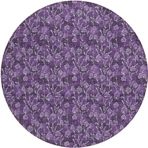 Homeroots 3' Brown Floral Washable Area Rug - Stylish Indoor Outdoor Carpet For High Traffic Spaces & More 8' Round Polyester 581920