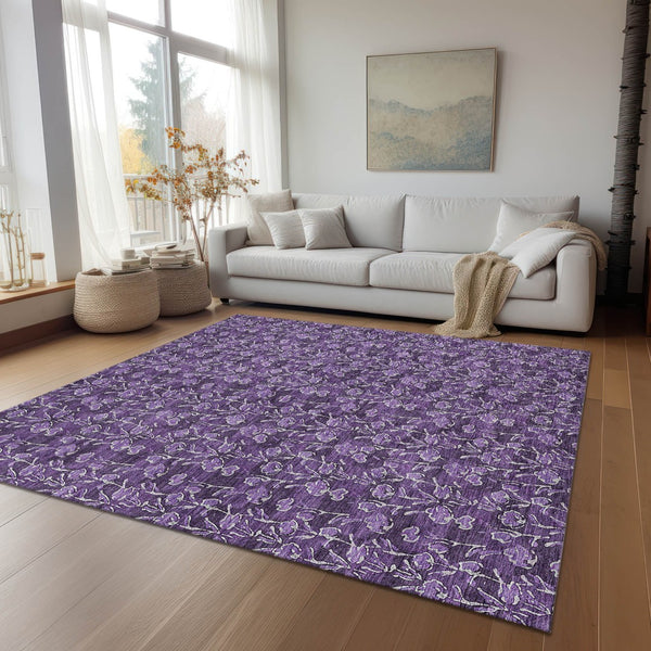 Homeroots 3' Brown Floral Washable Area Rug - Stylish Indoor Outdoor Carpet For High Traffic Spaces & More 8' X 10' Polyester 581921