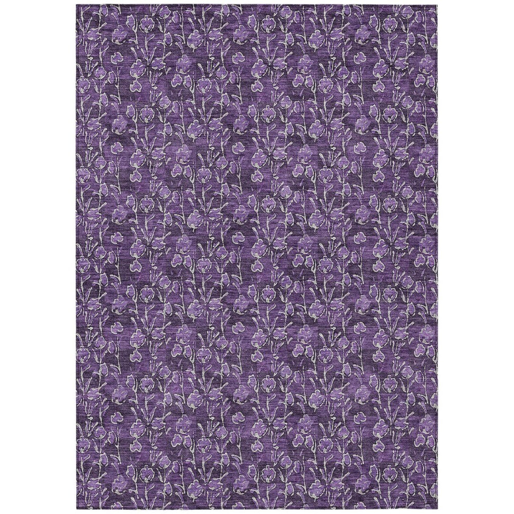 HomeRoots 9' Elegant Purple Eggplant and Ivory Floral Washable Area Rug for Indoor and Outdoor Spaces 9' X 12' 581922