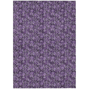 HomeRoots 9' Elegant Purple Eggplant and Ivory Floral Washable Area Rug for Indoor and Outdoor Spaces 9' X 12' 581922