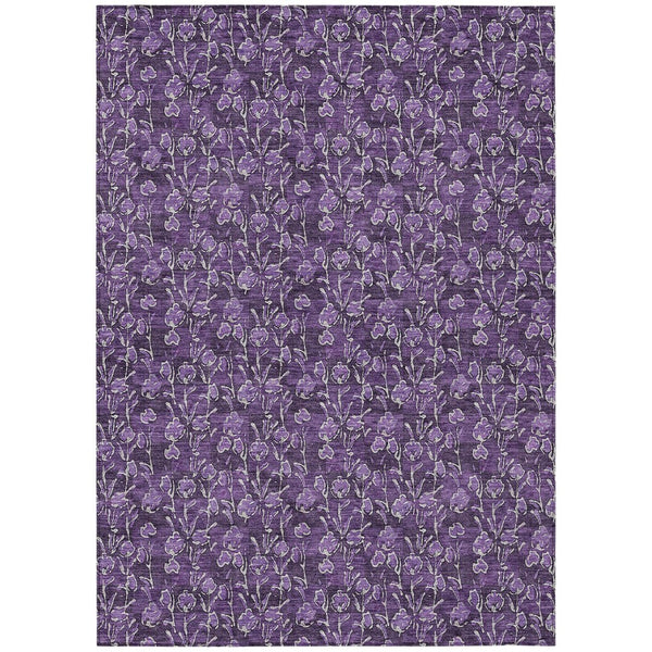 HomeRoots 9' Elegant Purple Eggplant and Ivory Floral Washable Area Rug for Indoor and Outdoor Spaces 9' X 12' 581922