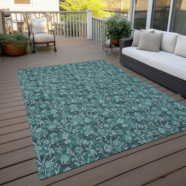 Homeroots 3' Brown Floral Washable Area Rug - Stylish Indoor Outdoor Carpet For High Traffic Spaces & More 3' X 5' Polyester 581924