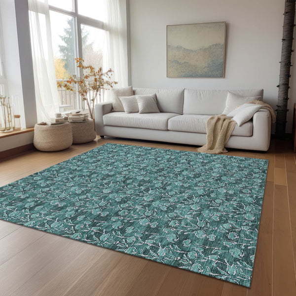 Homeroots 3' Brown Floral Washable Area Rug - Stylish Indoor Outdoor Carpet For High Traffic Spaces & More 3' X 5' Polyester 581924