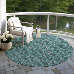 Homeroots 3' Brown Floral Washable Area Rug - Stylish Indoor Outdoor Carpet For High Traffic Spaces & More 8' Round Polyester 581926