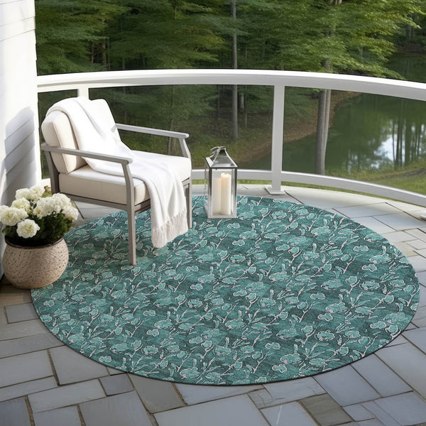 Homeroots 3' Brown Floral Washable Area Rug - Stylish Indoor Outdoor Carpet For High Traffic Spaces & More 8' Round Polyester 581926
