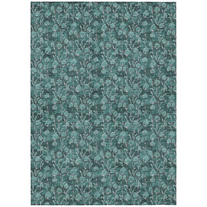 HomeRoots 5' Indoor Outdoor Floral Area Rug in Teal Blue, Aqua & Ivory - Durable, Washable & Versatile Design 8' X 10' 581927