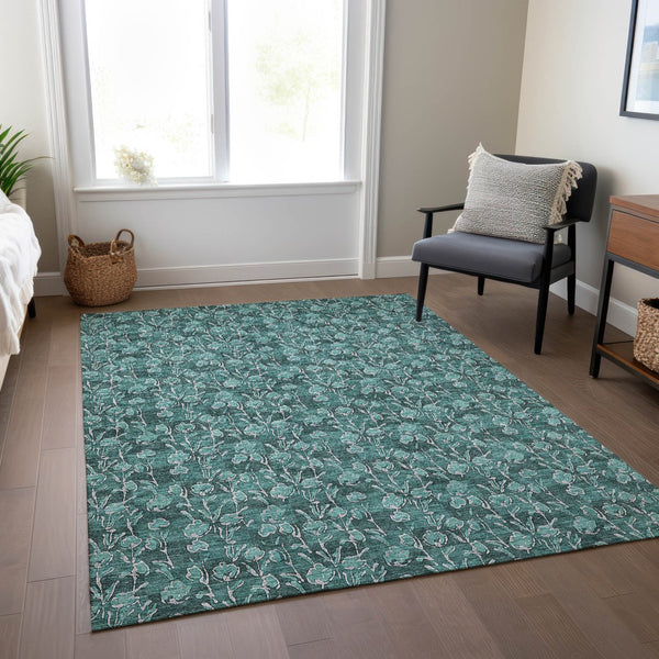 Homeroots 3' Brown Floral Washable Area Rug - Stylish Indoor Outdoor Carpet For High Traffic Spaces & More 9' X 12' Polyester 581928