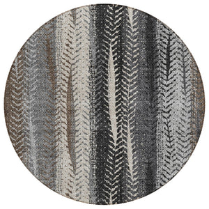 HomeRoots 5' Botanical Leaves Indoor Outdoor Area Rug - Washable, Durable, Stylish for High-Traffic Spaces 8' Round 581932