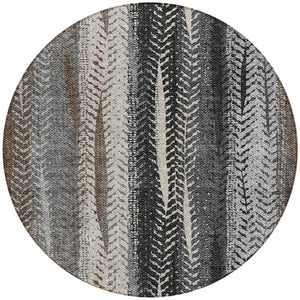 Homeroots 3' Stylish Botanical Leaves Indoor Outdoor Area Rug - Durable, Washable, And Versatile For Any Space 8' Round Polyester 581932