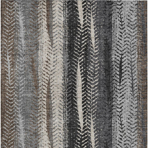 Homeroots 3' Stylish Botanical Leaves Indoor Outdoor Area Rug - Durable, Washable, And Versatile For Any Space 8' X 10' Polyester 581933