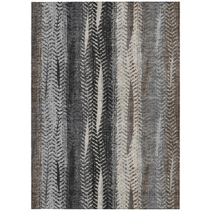 Homeroots 3' Stylish Botanical Leaves Indoor Outdoor Area Rug - Durable, Washable, And Versatile For Any Space 9' X 12' Polyester 581934