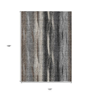 Homeroots 3' Stylish Botanical Leaves Indoor Outdoor Area Rug - Durable, Washable, And Versatile For Any Space 10' X 14' Polyester 581935