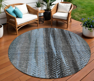 Homeroots 3' Stylish Botanical Leaves Indoor Outdoor Area Rug - Durable, Washable, And Versatile For Any Space 8' Round Polyester 581938