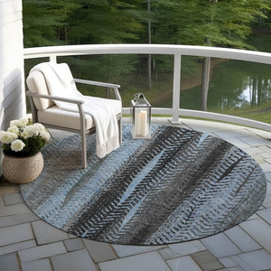 Homeroots 3' Stylish Botanical Leaves Indoor Outdoor Area Rug - Durable, Washable, And Versatile For Any Space 8' Round Polyester 581938
