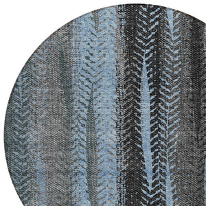 Homeroots 3' Stylish Botanical Leaves Indoor Outdoor Area Rug - Durable, Washable, And Versatile For Any Space 8' Round Polyester 581938