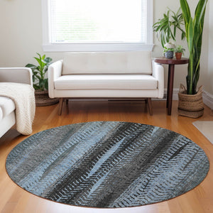 Homeroots 3' Stylish Botanical Leaves Indoor Outdoor Area Rug - Durable, Washable, And Versatile For Any Space 8' Round Polyester 581938