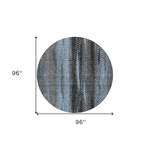 Homeroots 3' Stylish Botanical Leaves Indoor Outdoor Area Rug - Durable, Washable, And Versatile For Any Space 8' Round Polyester 581938