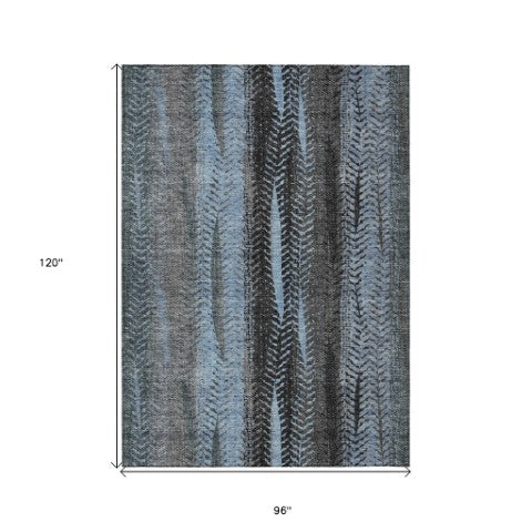 Homeroots 3' Stylish Botanical Leaves Indoor Outdoor Area Rug - Durable, Washable, And Versatile For Any Space 8' X 10' Polyester 581939