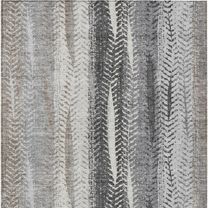 Homeroots 3' Stylish Botanical Leaves Indoor Outdoor Area Rug - Durable, Washable, And Versatile For Any Space 3' X 5' Polyester 581942