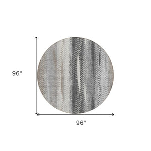 Homeroots 3' Stylish Botanical Leaves Indoor Outdoor Area Rug - Durable, Washable, And Versatile For Any Space 8' Round Polyester 581944