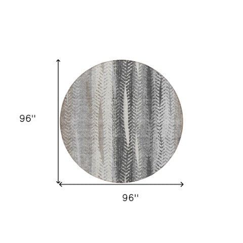 Homeroots 3' Stylish Botanical Leaves Indoor Outdoor Area Rug - Durable, Washable, And Versatile For Any Space 8' Round Polyester 581944